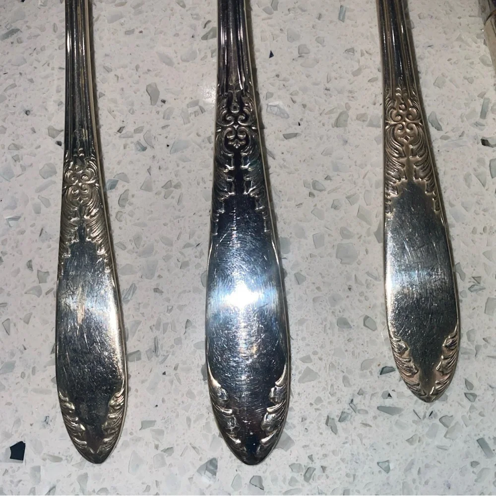6pc Place Setting King Edward SILVERPLATE By National Silver Co.‎ MODERN HOLLOW